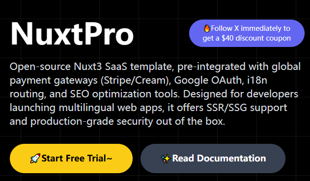 OpenSource Nuxt SaaS Boilerplate | NuxtPro